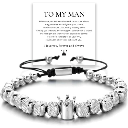 Σετ βραχιολιών To My Man – Ρυθμιζόμενα βραχιόλια με χάντρες από ανοξείδωτο ατσάλι