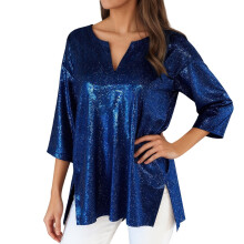Top di paillettes per Carnevale da donna, camicette eleganti per le vacanze, camicie a maniche lunghe scintillanti e glitterate per feste serali.
