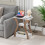 Arc End Table with Charging Station White 3-Tier 6