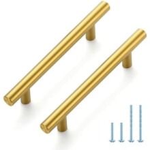 Lot de 20 poignées de tiroir de 162 mm (6-3/8 po), entraxe de 102 mm (4 po), en acier inoxydable laiton brossé – Compatibles avec les armoires