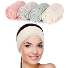 4-delige spa gezichts- en gezichtshaarband, superabsorberend, make-up haarband, verstelbare haarband van koraalfleece, zachte handdoekhoofdband voor