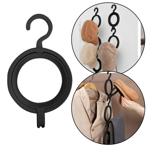 Appendiabiti da porta armadio nero da parete con ganci e 2
