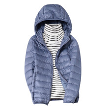 Dames winterjas, lichtgewicht gewatteerde jas, lange donsjas, lichtgewicht korte donsjas met capuchon, grote maat, witte eendendons warme jas, blauw
