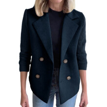 Dames wollen Shacket jas met lange mouwen en ritssluiting, warme winterjas
