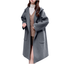 Dame Sherpa-fôret hettegenser i tweed med lange ermer, retro fargeblokk, streetwear-høstfrakk