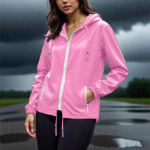 Kukoosong Oversized Damen Regenjacke, leichte Outdoor-Sportjacke mit Reißverschluss und Taschen