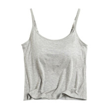 Dames korte effen camisole van modal met ingebouwde bh-vulling en verstelbare bandjes, geschikt als nachtkleding en loungewear voor thuis en buiten,