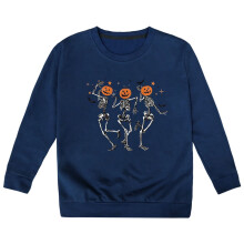 Halloween-Sweatshirt mit Skelett- und Kürbismotiv für Kleinkinder, Marineblau, 2-3 Jahre, passend für Kinderkostümveranstaltungen