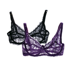 2 phíosa Braí Glan Trédhearcach Gan Líneáil Faoi Shreanga Mogall Lása Gan Stuáil Bralette Ultra-Thana Glan