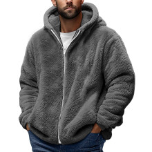 Cótaí Lomra Méid Mór Fir Ócáideacha Dath Soladach Geansaí Hoodie Zipper Cóta Te Clúmhach Blús Barr Geimhridh Seaicéad Gaothdhíonach
