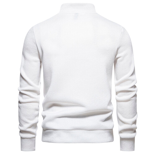 Winterlicher Baumwoll-Rollkragenpullover für Herren, 2025, lässiger, einfarbiger Langarm-Pullover, weiße Bluse 2