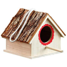 Wooden Bird House Natural Nesting Box for Finch Wren Sparrow Dove, WildlifeFriendly Garden Shelter