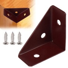Triangular Metal Corner Bracket with Screws for Wooden Shelving, Furniture – 3-Hole, Dark Red, Compatible with Bookshelf/Bed/Table/Cabinet/Desk