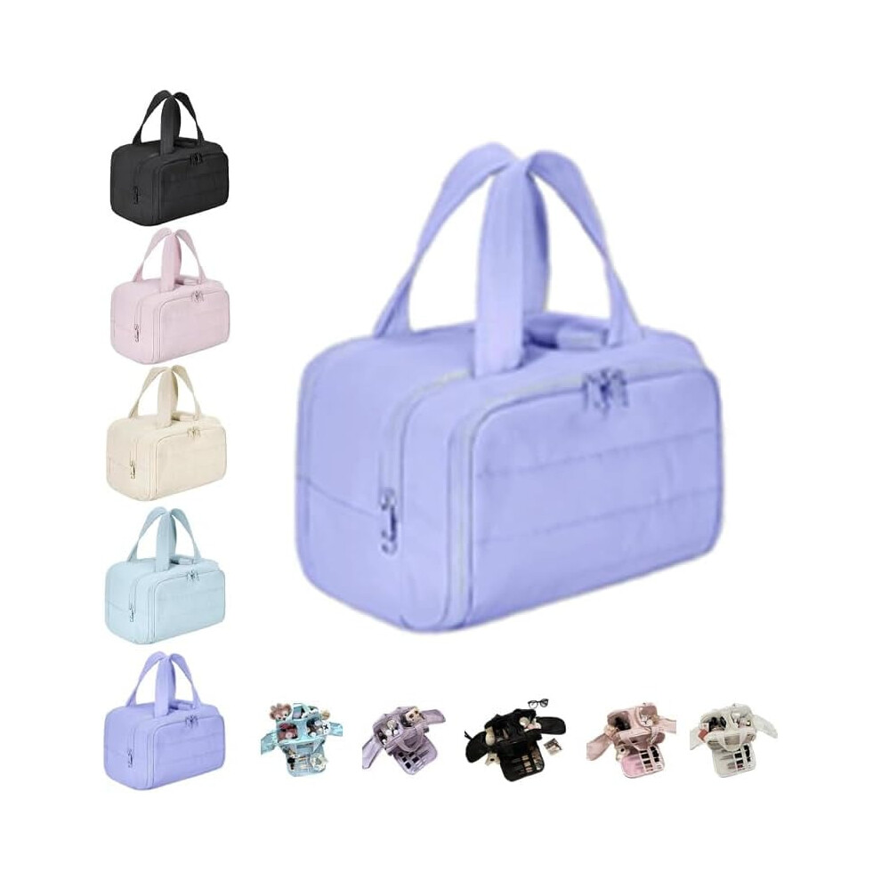 Elouva Toiletry Bag, 2026 New Multi-Functional Waterproof Toiletry Organizer, Large Capacity Wide-Open Travel Cosmetic Bag (Purple)
