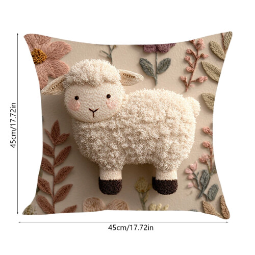 Housse de coussin lapin, thème Pâques, lavable avec fermeture éclair, 45 x 45 cm 2