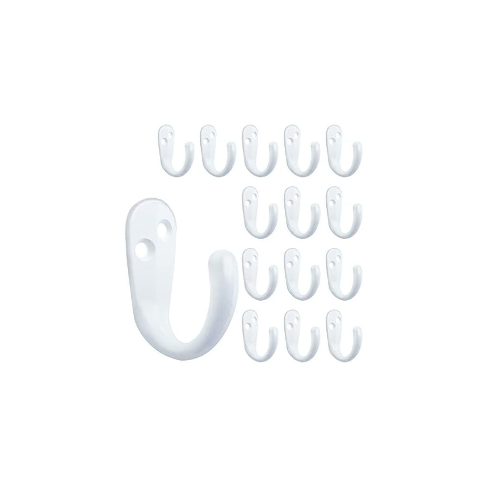 15Pcs Coat Hooks Wall Mounted Single Prong Robe Hook For Hanging Towel Hooks With 30 Screws For Bags, Hat, Cap, Scarf, Cup (White) 9557311743184