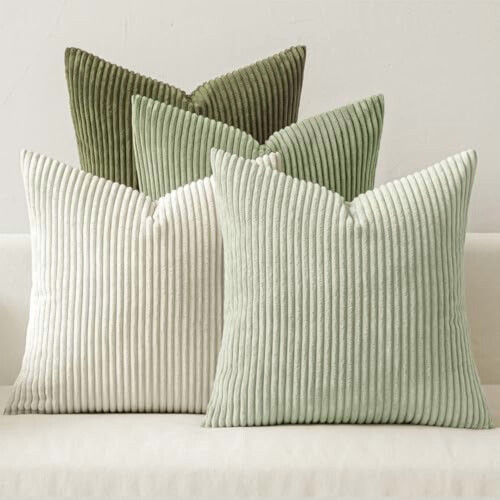 Ensemble de 4 housses de coussin à rayures bohèmes, 56 x 56 cm