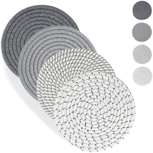 Dessous de plat en corde de coton, lot de 4 (18 cm).