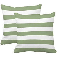 Housse de coussin à rayures vert sauge et blanches 30 x 50 cm
