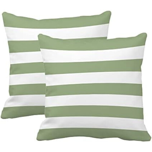 Housse de coussin à rayures vert sauge et blanches 30 x 50 cm