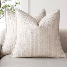 Lot de 2 housses de coussin carrées en coton gaufré, 60 x 60 cm
