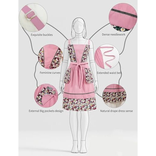 Women's Vintage Kitchen Apron with Pockets 2