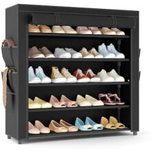 Étagère à chaussures couverte à 10 niveaux, en métal, pour 40 à 50 paires
