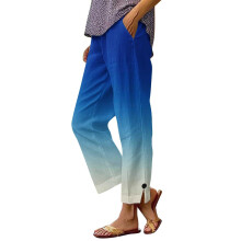 Damen Palazzo-Hose, einfarbig, elastischer Bund, Boho-Stil, weites Bein