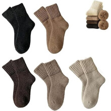 5 Pairs Women's Solid Mid-calf Socks, Thick Plush Warm Winter Socks, Soft Comfy Boot Socks for Hiking, Daily Wear & Gifts