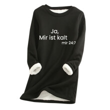 Women's Round Neck Thick Plush Warm Long Sleeve Tops - Ja, Mir Ist Kalt