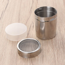 Conjunto de 2 potes de aço inoxidável para temperos com tampas de malha fina, ideais para cozinhar e usar na cozinha.