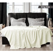 Ivory 100% Cotton Blanket [King Size - 90x108 Inch] 350GSM Lightweight, Soft and Breathable Thermal Blanket for All Seasons