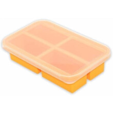 Bandeja de silicona para congelar sopas, caldos, salsas y sobras – 4 porciones de 1 taza, tapa incluida, apta para horno y lavavajillas, compatible