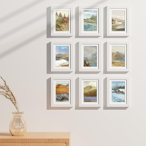 Ensemble de 9 cadres photo 8x10 en bois composite blanc avec 1
