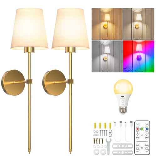 Ensemble de 2 appliques murales rechargeables sans fil