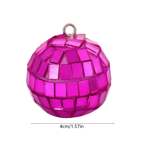 Knallrosa julekule i speilskum, 4 cm 2