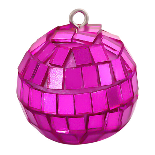 Knallrosa julekule i speilskum, 4 cm