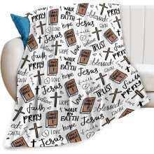 Coperta con croce biblica cristiana – Morbida coperta da preghiera in pile, 101x127 cm, per divano/letto, uomo e donna, compatibile con decorazioni