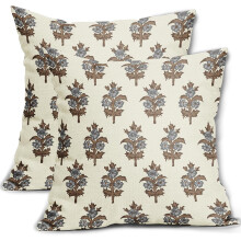 Capas de almofada florais em tons de marrom e cinza, 45x45 cm, conjunto com 2 unidades, estampa de flores e folhas para primavera/verão, capas de