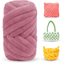 Hilo grueso de 0,55 lb/10 yardas para tejer con los brazos, hilo de terciopelo de tubo jumbo para mantas, bolsos, camas para mascotas, alfombras,