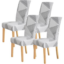 Ensemble de 4 housses de chaises de salle à manger extensibles à motifs géométriques