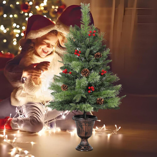 Christmas Tree Tabletop 3ft with 70 Warm White LEDs Pine 1
