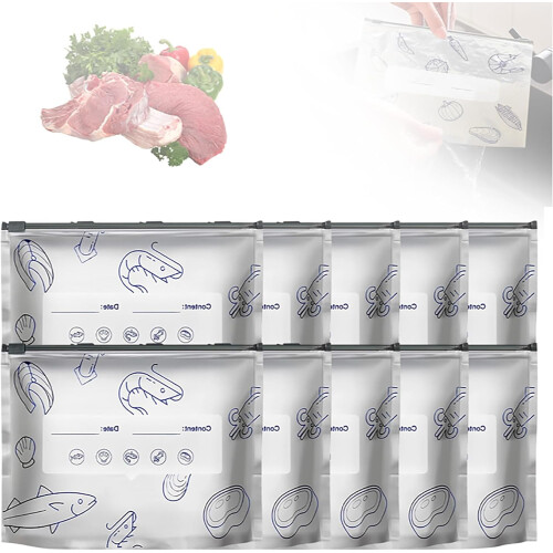 Sacs à fermeture éclair réutilisables en aluminium – Grand format, lot de 10