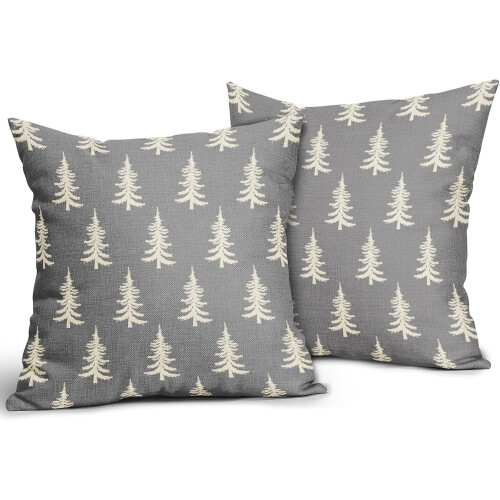 Μαξιλαροθήκες Χριστουγεννιάτικου Δέντρου 18x18, Σετ 2 τεμαχίων, Κόκκινο Ρουστίκ 1
