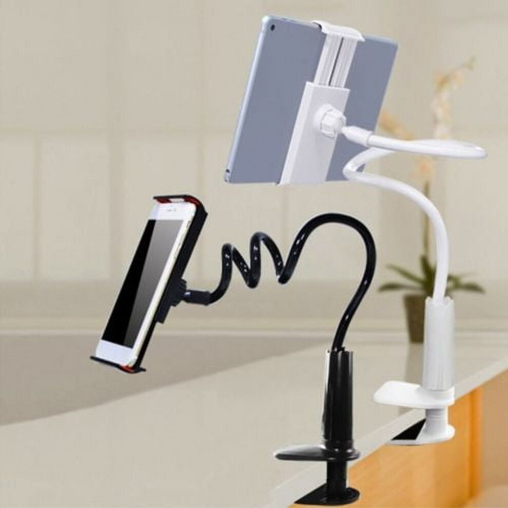 Gooseneck Phone Holder For Bed - Flexible 360 Adjustable Clamp Clip, Overhead Cell Phone Mount Stand For Desk, White 9149926112488