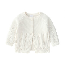 Effen cardigan voor meisjes, schattige gebreide top met knoopjes, zacht en comfortabel, lente/herfst bovenkleding voor kinderen van 3-24 maanden (wit