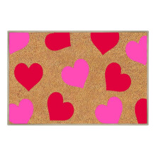 Valentine's Day Natural Coir Door Mat – Red/Pink/White Heart Pattern, Non-Slip Welcome Mat for Indoor/Outdoor Use