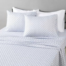 Ensemble de draps en microfibre imprimés aqua pour lit complet 4 pièces