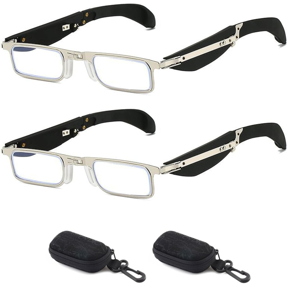 Blue/Light Foldable Anti- Reading Glasses Â Portable Progressive Multifocals, Flip Cover Case, Lightweight, Compatible With Presbyopia