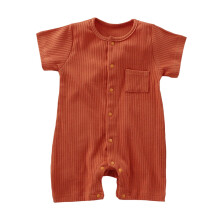 Newborn Girl Summer Onesies, Solid Cotton Rompers, Breathable Short Sleeve Jumpsuit for Boys & Girls, Brown, 3-6 Months, Compatible with Baby Wear